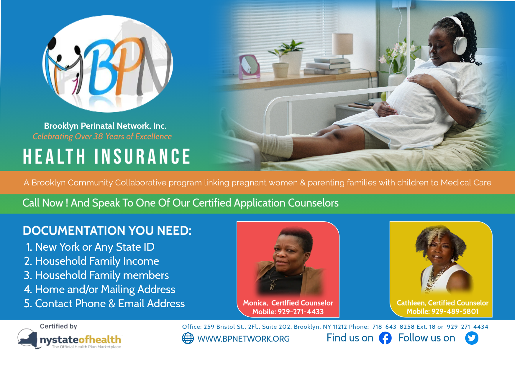 Health Insurance Program postcard — Brooklyn Perinatal Network