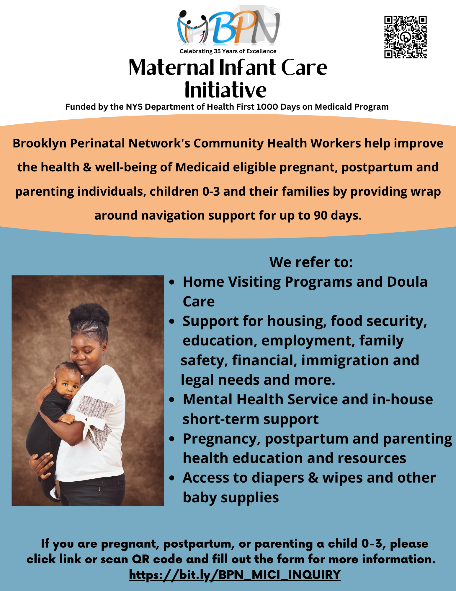 Maternal Infant Care Initiative program flyer
