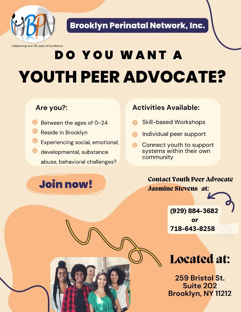 Brooklyn Perinatal Network Youth Peer Advocate flyer